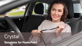  Presentation with car seat - Amazing PPT theme having safety-and-people-concept-happy backdrop and a dark gray colored foreground