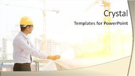  Presentation with construction site construction - Presentation design with safety audit - asian indian male site contractor background and a white colored foreground