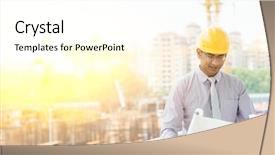  Presentation with construction site construction - Presentation theme consisting of safety audit - asian indian male site contractor background and a cream colored foreground