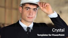  Presentation with manufacturing - Presentation theme consisting of office elements on the green background and a dark gray colored foreground