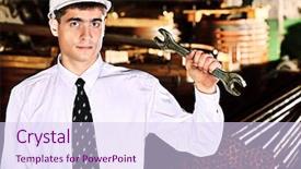  Presentation with manufacturing - Presentation theme with safety audit - industrial theme businessman background and a sky blue colored foreground