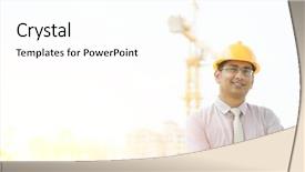  Presentation with construction site construction - PPT theme with safety audit - portrait of asian indian male background and a pink colored foreground