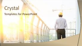  Presentation with construction site construction - Slide deck enhanced with safety audit - rear view asian indian male background and a cream colored foreground