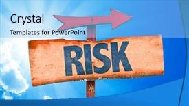  Presentation with audit risk - Theme enhanced with safety audit - risk sign with sky background background and a light blue colored foreground