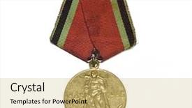  Presentation with medal - Amazing slide deck having safety awards - medal backdrop and a yellow colored foreground