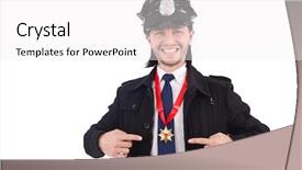  Presentation with police ethics - Colorful slide set enhanced with safety awards - police officer isolated on white backdrop and a white colored foreground