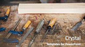  Presentation with wood carving tools - Slide set featuring safety boards - tools for wooden work background and a violet colored foreground