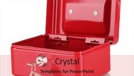  Presentation with red bull case - Slide set consisting of safety briefing - open red case isolated background and a  colored foreground