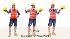  Presentation with construction - Cool new PPT layouts with safety briefing - young construction worker in helmet backdrop and a lemonade colored foreground