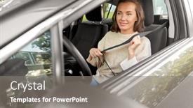  Presentation with safety driving - Presentation theme having safety-car-driving-and-people background and a gray colored foreground