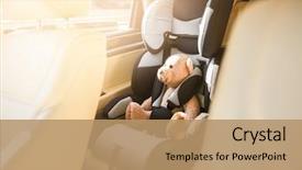  Presentation with car seat - Colorful PPT theme enhanced with safety car seat for baby backdrop and a coral colored foreground