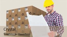  Presentation with boxes - Slides having safety carton - digital composite of man background and a coral colored foreground