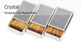  Presentation with group - Beautiful slide set featuring safety carton - group of matchboxes isolated backdrop and a white colored foreground