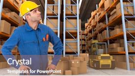  Presentation with distribution - Theme enhanced with safety carton - man with helmet and blue background and a  colored foreground