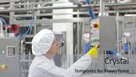  Presentation with control panel - Amazing presentation theme having safety carton - technician at control panel backdrop and a  colored foreground