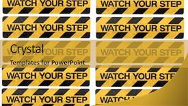  Presentation with step - PPT theme featuring safety caution tape - watch your step yellow background and a gold colored foreground
