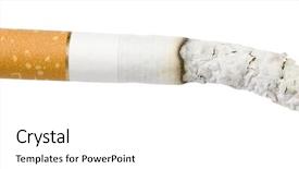  Presentation with cigarette - Slide deck consisting of safety cigarettes - burning cigarette isolated over white background and a white colored foreground