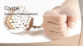  Presentation with cigarette - Presentation design having safety cigarettes - cigarette and handcuffs isolateed background and a  colored foreground