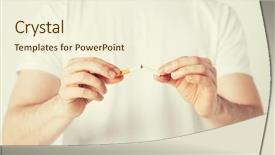  Presentation with cigarette - Colorful presentation enhanced with safety cigarettes - close up of man breaking backdrop and a cream colored foreground
