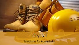  Presentation with safety - Theme featuring safety construction background and a gold colored foreground