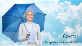  Presentation with young business people - PPT theme featuring safety crisis - business weather season and people background and a light blue colored foreground