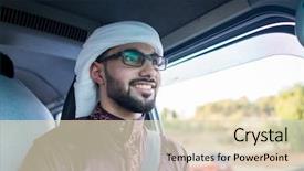  Presentation with safety driving - Cool new PPT layouts with safety culture - young arab man driving backdrop and a soft green colored foreground