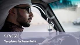  Presentation with driving - Amazing PPT theme having safety culture - young arab man driving backdrop and a gray colored foreground