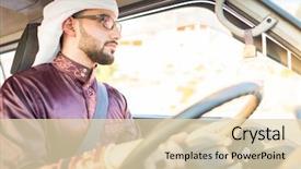  Presentation with driving - Slide set consisting of safety culture - young arab man driving background and a lemonade colored foreground