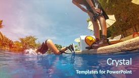  Presentation with swimming pool - Audience pleasing PPT layouts consisting of safety culture - young girl jumping in swimming backdrop and a ocean colored foreground