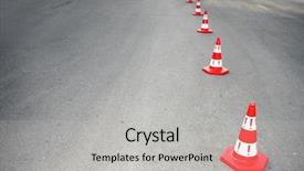  Presentation with asphalt road - Audience pleasing PPT theme consisting of safety danger - image of cautions on asphalt backdrop and a light gray colored foreground