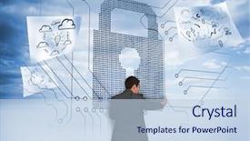  Presentation with safety data - Slides having safety data - composite image of businessman standing background and a light blue colored foreground