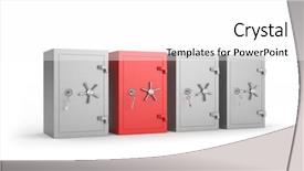  Presentation with concept - Presentation consisting of safety deposit box - business concept background and a  colored foreground