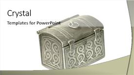  Presentation with chest - Presentation having safety deposit box - old chest is isolated background and a white colored foreground