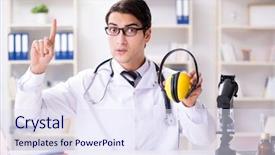  Presentation with noise - PPT theme consisting of safety doctor advising about noise background and a sky blue colored foreground