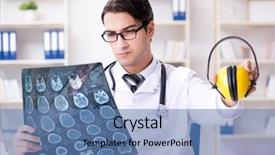  Presentation with noise - Presentation theme featuring safety doctor advising about noise background and a  colored foreground