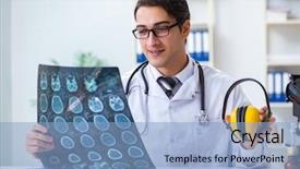  Presentation with noise - Beautiful presentation theme featuring safety doctor advising about noise backdrop and a  colored foreground