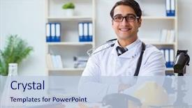  Presentation with safety - Amazing PPT theme having safety doctor advising about wearing backdrop and a light blue colored foreground