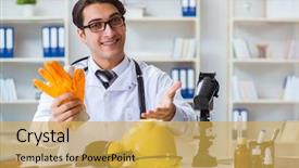  Presentation with safety - Beautiful PPT layouts featuring safety doctor advising about wearing backdrop and a yellow colored foreground