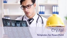  Presentation with safety - Beautiful presentation featuring safety-doctor-advising-about-wearing backdrop and a sky blue colored foreground