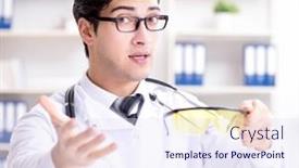  Presentation with personal protective equipment safety glasses - Cool new slides with safety-doctor-advising-about-wearing backdrop and a sky blue colored foreground