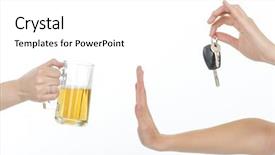  Presentation with safety - Beautiful slide deck featuring safety driving - don't drink and drive backdrop and a white colored foreground