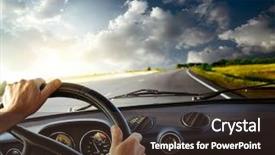  Presentation with driving road - Amazing presentation design having safety driving - hands of a driver backdrop and a tawny brown colored foreground