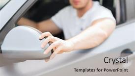  Presentation with rear view mirror - Presentation theme with red - stack of fresh pancakes background and a coral colored foreground