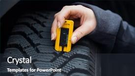  Presentation with safety driving - PPT theme enhanced with safety driving - young woman is measuring background and a tawny brown colored foreground