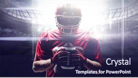  Presentation with american football and helmet on field - Colorful slide deck enhanced with safety events - american football player standing backdrop and a navy blue colored foreground