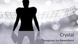 Presentation with american football - PPT theme consisting of safety events - silhouette american football player holding background and a light gray colored foreground