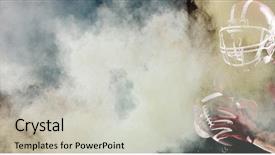  Presentation with american football - Presentation theme having safety explosion - splashing of powder against american background and a light gray colored foreground
