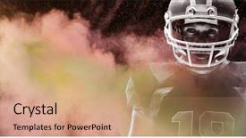  Presentation with american football - Beautiful PPT theme featuring safety explosion - splashing of powder against american backdrop and a coral colored foreground