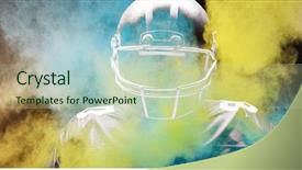  Presentation with american football - Audience pleasing slide set consisting of safety explosion - splashing of powder against american backdrop and a  colored foreground