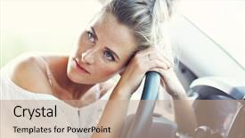  Presentation with transportation - Presentation theme enhanced with safety falls - transportation concept - tired woman background and a coral colored foreground